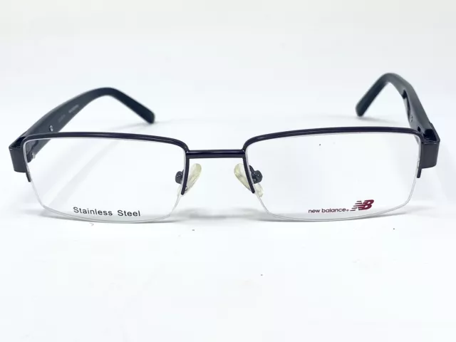 New NEW BALANCE 446-3 Black Half Rim Steel Mens Eyeglasses Frame 52-18-135