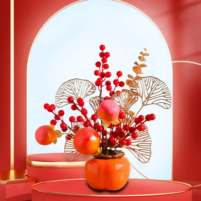 Vase à fleurs de kaki, Mini Figurine de fruits en céramique pour chambre à