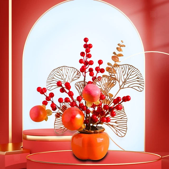 Vase à fleurs de kaki, Mini Figurine de fruits en céramique pour chambre à