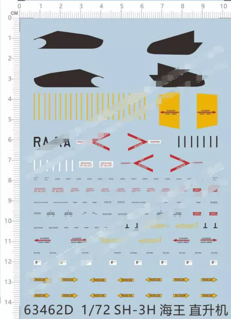 1/72 Sea King SH-3h US Navy Military Helicopter Model Kit Water Slide Decal 3-2