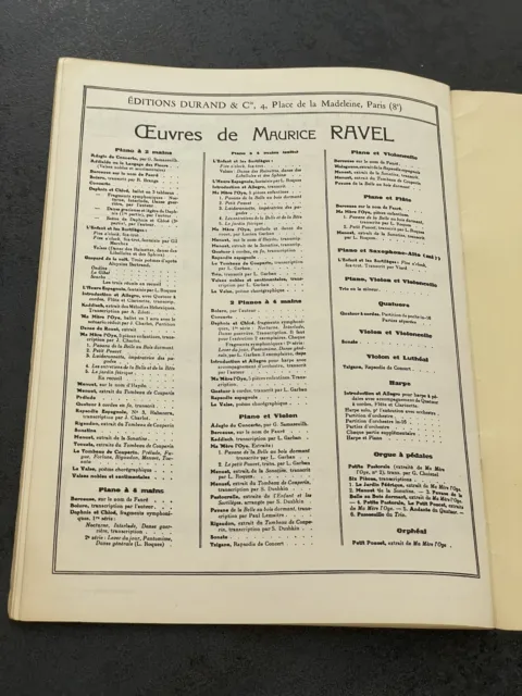 Livre Livret Partition Musique ancien Maurice Ravel Valses Nobles Sentimentales 5