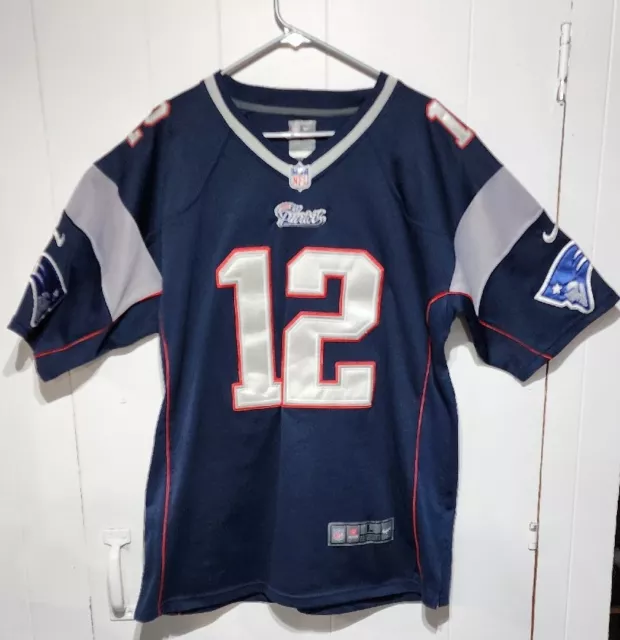 NFL New England Patriots Tom Brady 12 Nike On Field Jersey Size L Blue GOAT