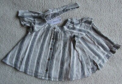 Girls 3 Piece Striped Set Top Shorts & Headband Outfit Age 18-24 Months BNWL