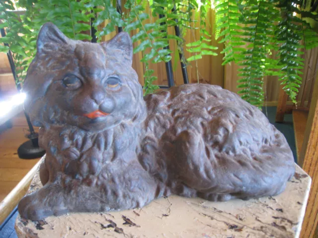 Adorable Vintage Cast Iron Black Cat Doorstop