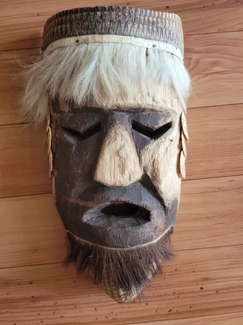 Vintage Oaxaca Mexico Armadillo Dance Mask Handcarved Wood Tribal