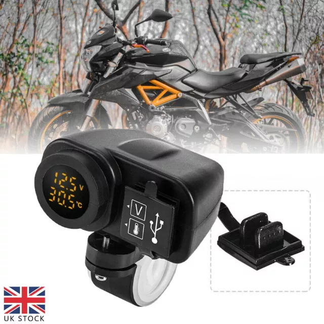 12V Motorbike Motorcycle Dual USB Port Charger Socket Waterproof Power Adapter