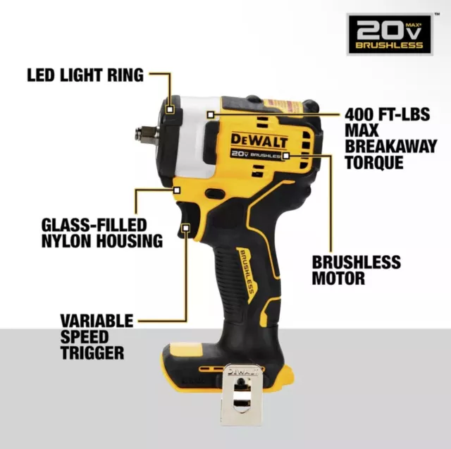 DeWalt DCF913B 20V MAX 3/8 in. Impact Wrench w/Hog Ring Anvil (Tool Only) New