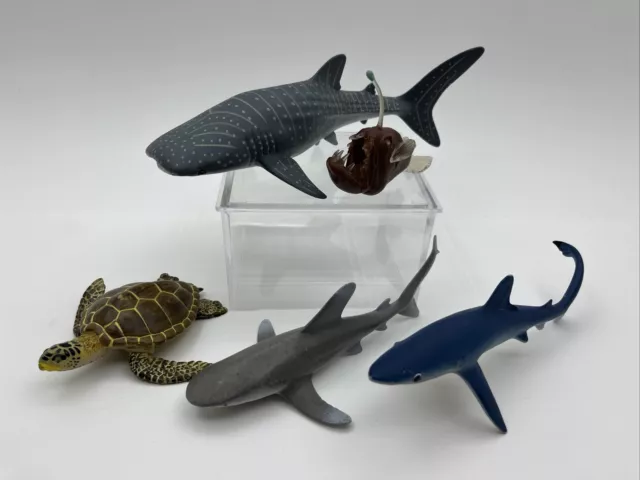 Safari Ltd Sea Animals Lot Of 5. Sharks, turtle, angler fish