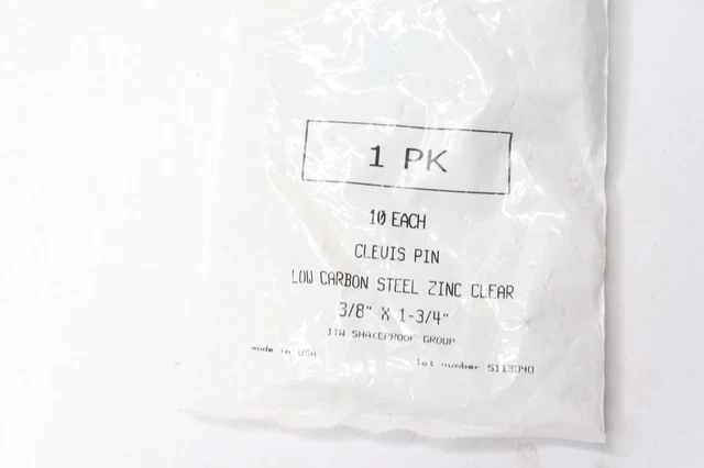 (10-Pk) Clevis Pin Low Carbon Steel Zinc Clear 3/8" x 1-3/4"