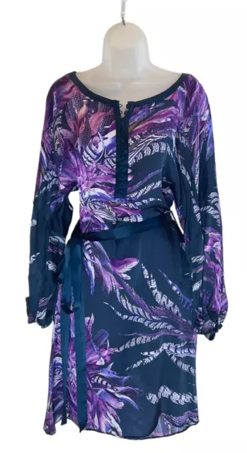 Roberto Cavalli Women's Just Cavalli Dress multi Purple Navy silk sz 38, 8