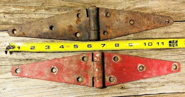2 VTG 12" Rusty Old Hinges Gate Farm House, Barn, Shed, Cabin, Door Hinge Straps