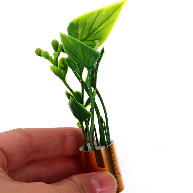 2 Pcs Role Pretend Playset Toy Dollhouse Potted Plants Decorations 2