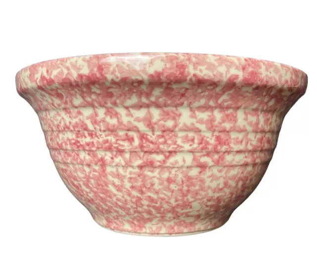 Roseville Gerald Henn Spongeware Nesting Serving 2 Qt. Bowl Rose Pink VTG. 90’s