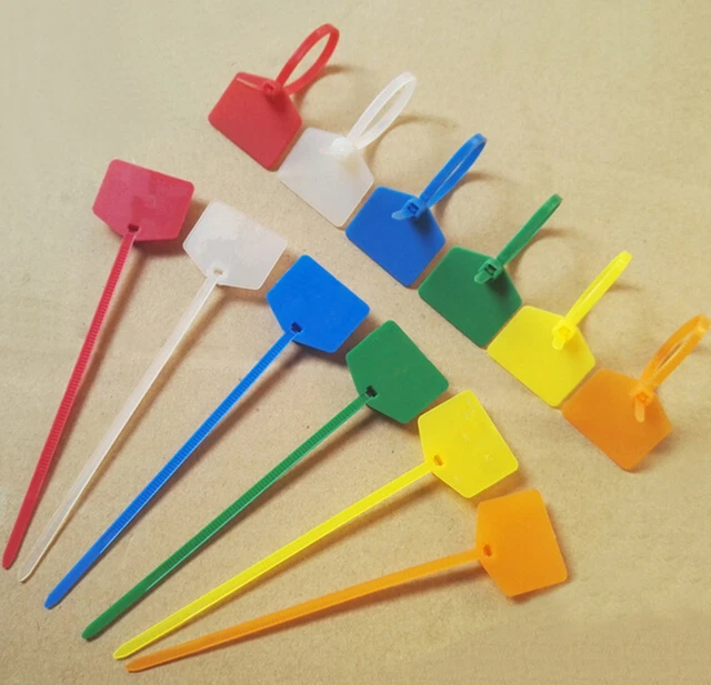 100Pc Colourful Nylon Self-Locking Label Tie Network Cable Marker Wire S.pj