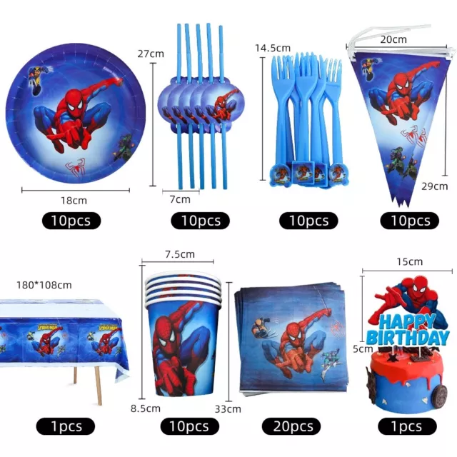 Spiderman Party Supplies Balloons Kids Birthday Decoration Tableware