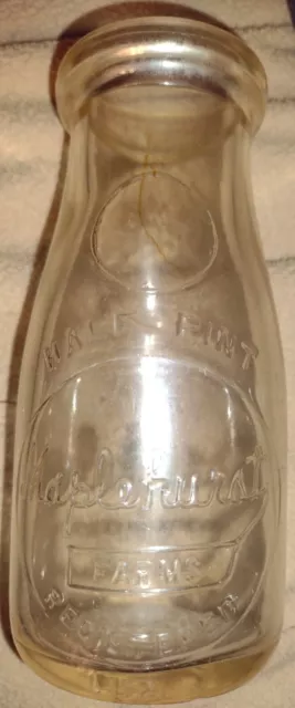 Vintage Half Pint  Milk Bottle Maplehurst Farms