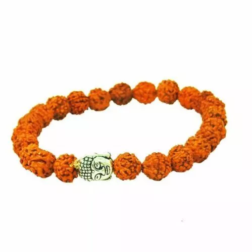 5 Mukhi Rudraksha Bracelet Avec Bouddha Tête Naturel pour Hommes & Femme