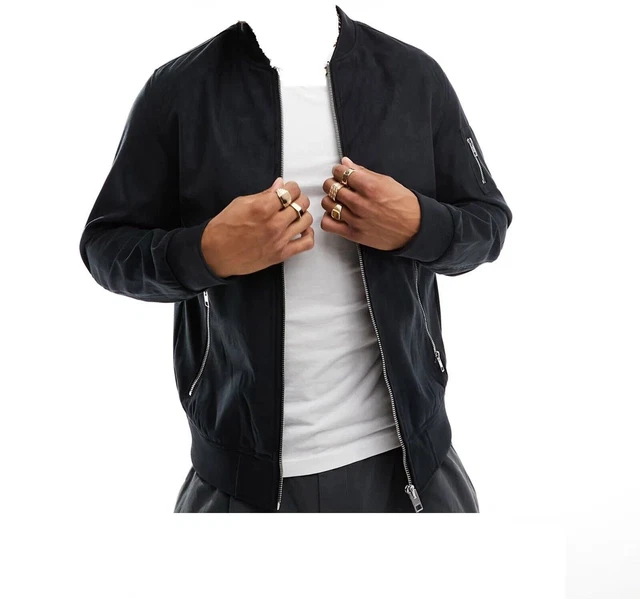 Blouson Aviateur En Cuir Marron Pour Homme - Taille L, Occasion Très Bon état, Style Bomber Vintage