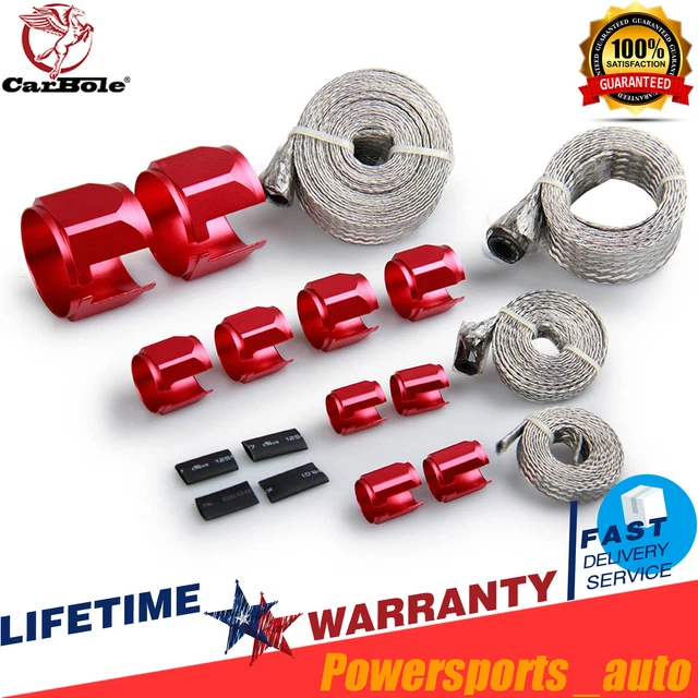 Stainless Steel Braided Radiator Hose Sleeving Dress-Up Hose Cover Kit 8090 Red