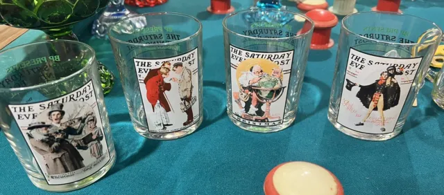 Norman Rockwell The Saturday Evening Post Christmas Drinking Glasses - Set of 4
