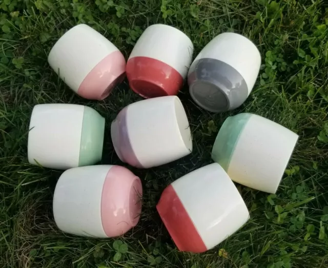Vintage Midcentury Bopp-Decker Pastel Two-Tone Drink Glasses - Set of 8 USA Vintage Midcentury Bopp-Decker Pastel Two-Tone Drink Glasses - Set of 8 USA