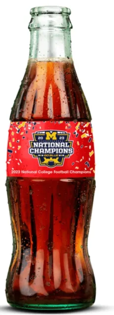 NEW Unopened Michigan Wolverines 2023 National Champions Coca-Cola Glass Bottle