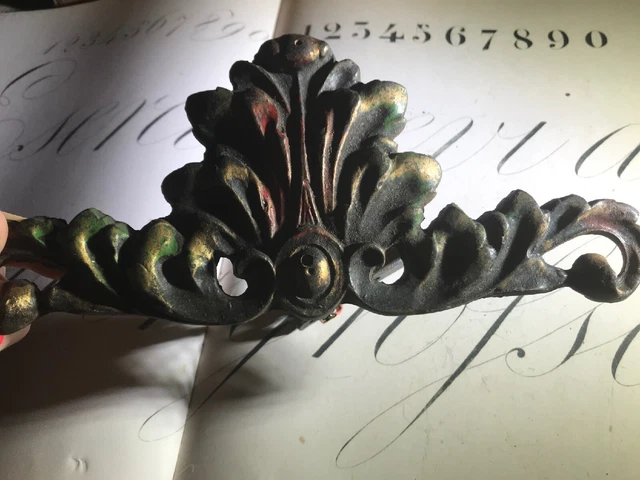 Antique Victorian Curtain Adornment Polychrome Cast Iron