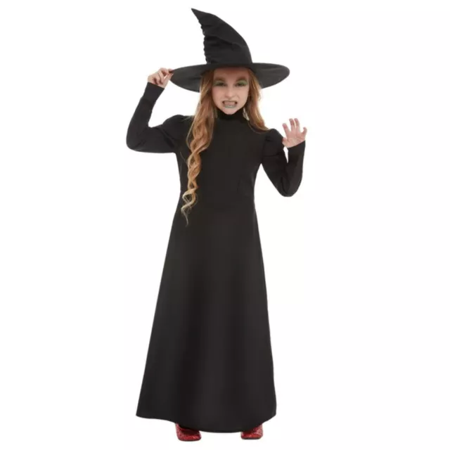 Kids Wicked Witch Girl Fancy Dress Costume Halloween Spooky Creepy