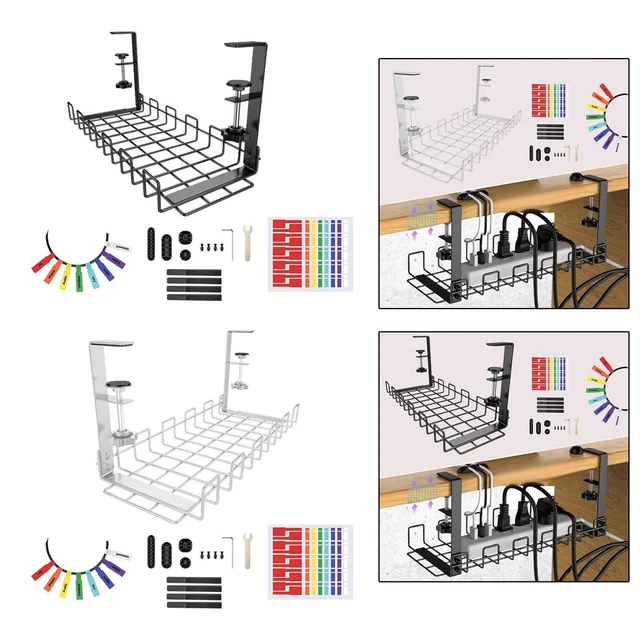 15.7'' DESK CABLE Tray Universal No Screws under Desk Cable Management