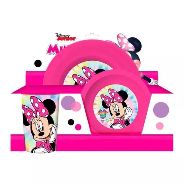 Set colazione 3 pz Disney Minnie Mouse piatto bicchiere e scodella asilo bimba