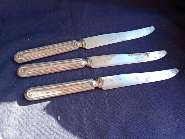 Lot de 12 Grands couteaux de table en métal argenté 24,5cm