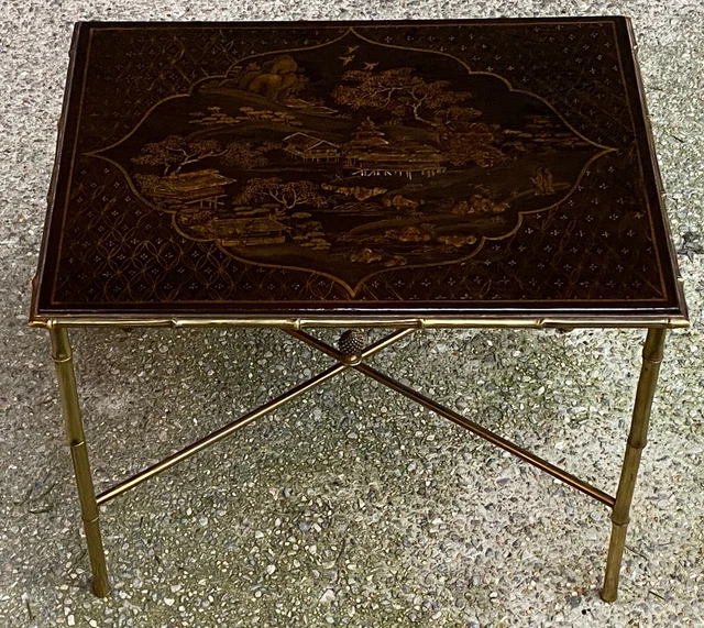 Belles Tables D'appoint En Bambou Des Années 1970, Poufs En Rotin Du Milieu Du Si%c3%a8cle