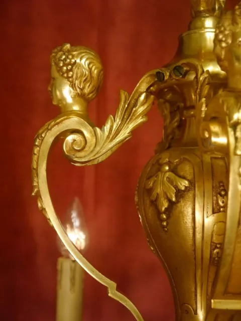 Antique Mazarin Chandelier Gold Bronze Solid French 8 Lights Lightings Ø 31"