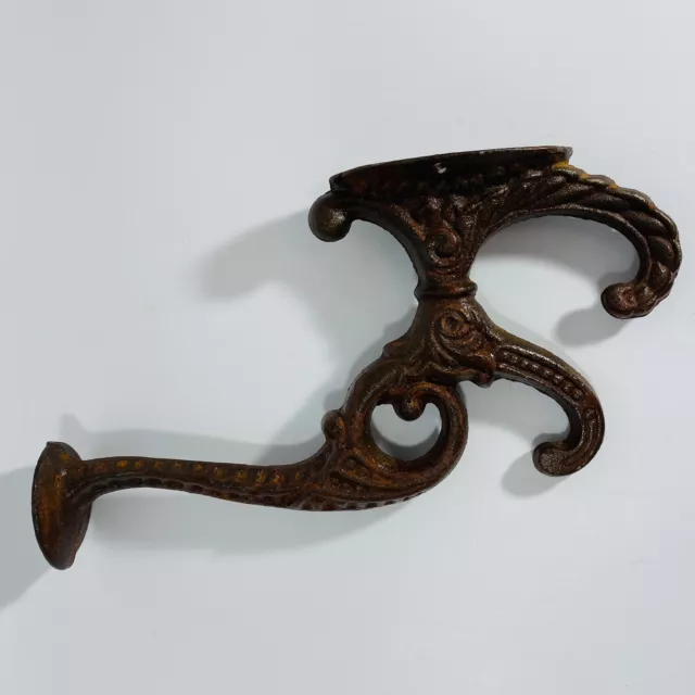 Vintage Coat Hook Victorian Ornate Triple Wall Hook Cast Iron 8"