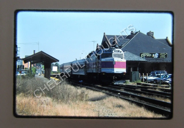 Original '89 Kodachrome Slide MBTA Boston Transit 1017 F40PH action     38X28