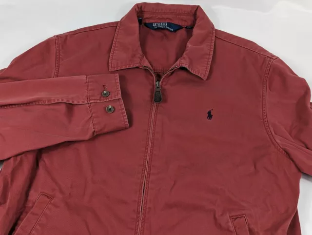 Vintage Polo Ralph Lauren Harrington Bomber Zip Jacket Red Men Size LG 90s