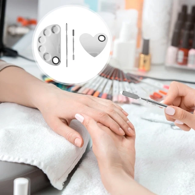 2 Pcs Mélange Cosmétique Palette En Acier Inoxydable Palette D'ongles Spatule