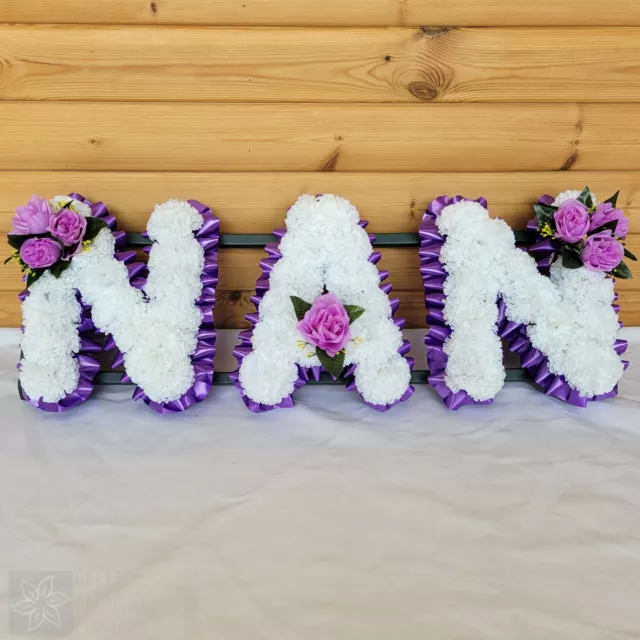NAN Funeral Flowers Artificial Tribute Wreath Silk Memorial Any 3 Letters