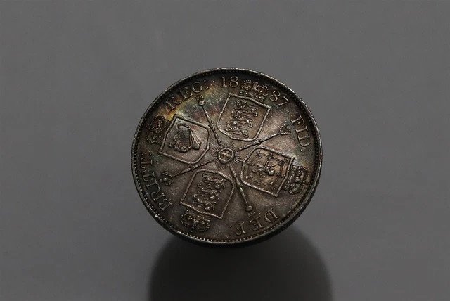 🧭 🇬🇧 Uk Gb Double Florin 1887 Scarce High Grade Victoria B59 #3134