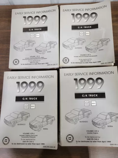 1999 Chevrolet GMC C/K Truck Factory GM Shop Service Manual Set early editions