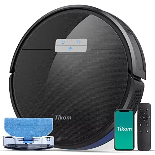 Tikom G8000 Pro Robot Vacuum and Mop Combo, 4500Pa Suction, 150Mins Max, Robotic