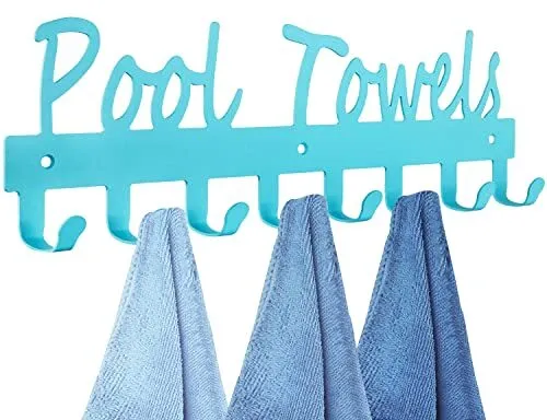 Pool Towel Rack for Bathroom Wall Mount Towel Hooks Towel Holder Carbon Steel...