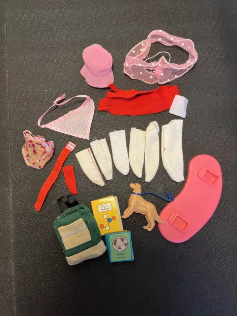 Large Lot of Vintage Barbie Socks, Backpack, Dog, And More Accesories