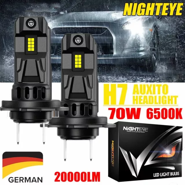 2x H7 LED Scheinwerfer 70W/20000LM/6500K Mit Zulassung Lampen Fern Auto Halogen