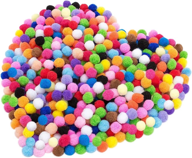 500 pompones de arte y artesanía de 1 pulgada - pompones coloridos surtidos, puf arco iris
