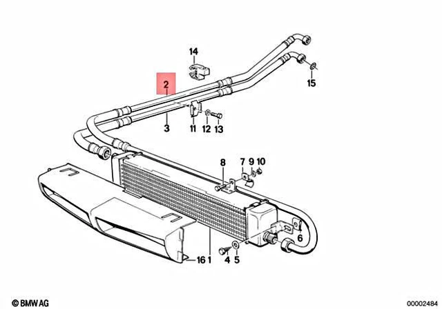 GENUINE BMW E24 Coupe Engine Oil Cooler Hose Pipe Inlet OEM 17221178244 ...