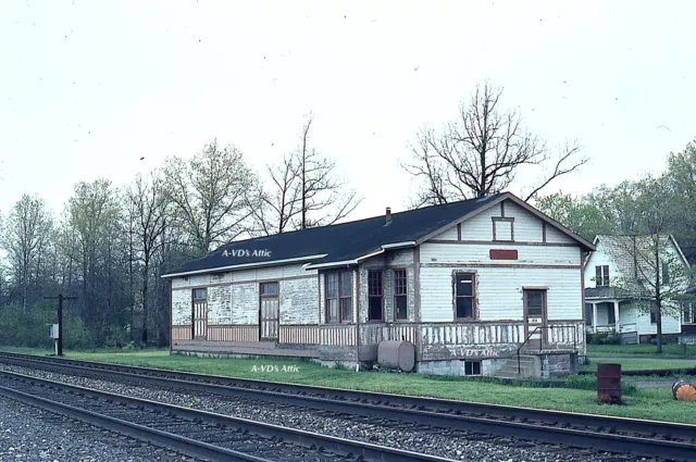 Orig slide PRR Pennsylvania Pennsy station depot (ex) Sebring OH 1983   BIN
