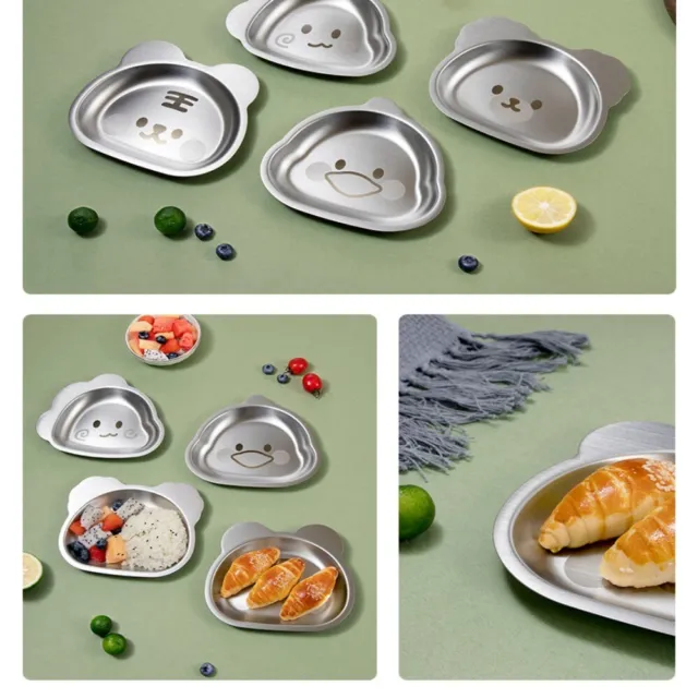 Baby Stainless Steel Plate Food Tray Child Feeding Plate Kid Feeding Bowl