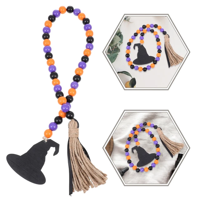 Halloween Wood Bead String Tassel Garland Rustic Garlands Spider Beads Pendant