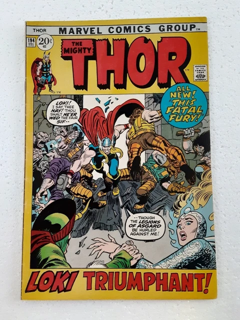 THE MIGHTY THOR Comic Book Vol. 1 Number 194 (Marvel December 1971). NICE!!